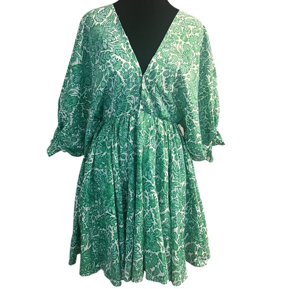 Women's VICI Green & White Floral Mini Dress S - Picture 2 of 7